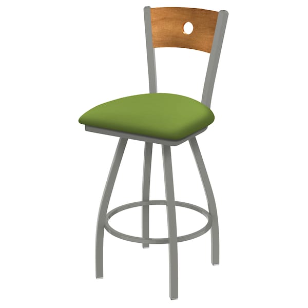 30" Swivel Counter Stool, SS Finish, Med Back, Canter Kiwi Green Seat